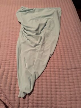 Norma Kamali seafoam ruched asymetrical poly tube top size M